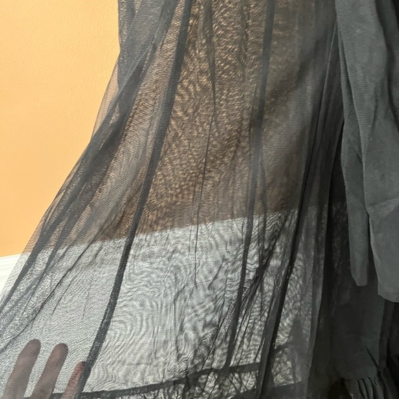 Elegant Black Sheer Sleeveless Tie Back Dress Beach Cover-up - Picture 3 of 3